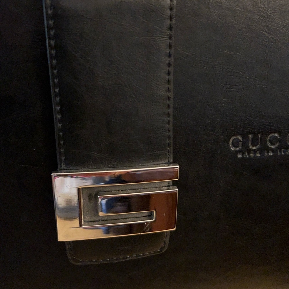 Fashion Inspired Black Leather Shoulder Bag Silver-Tone G - Picture 4 of 15